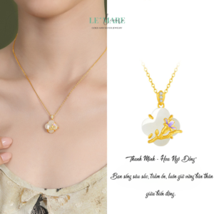 Dây Chuyền Bạc Nữ Ngọc Hoà Điền Cỏ Bốn Lá, Hoạ Tiết 24 Loài Hoa Tượng Trưng Cho Khí Chất Người Phụ Nữ BNDC57 Dây Chuyền Bạc Nữ Ngọc Hoà Điền Cỏ Bốn Lá, Hoạ Tiết 24 Loài Hoa Tượng Trưng Cho Khí Chất Người Phụ Nữ BNDC57 Le'mare Jewelry LMJ