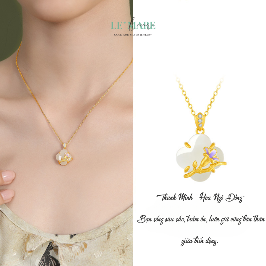 Dây Chuyền Bạc Nữ Ngọc Hoà Điền Cỏ Bốn Lá, Hoạ Tiết 24 Loài Hoa Tượng Trưng Cho Khí Chất Người Phụ Nữ BNDC57 Dây Chuyền Bạc Nữ Ngọc Hoà Điền Cỏ Bốn Lá, Hoạ Tiết 24 Loài Hoa Tượng Trưng Cho Khí Chất Người Phụ Nữ BNDC57 - Ảnh 6