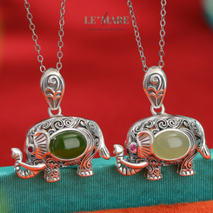 Dây Chuyền Ngọc Bích Ngọc Tượng – Dáng ngọc của trí tuệ và phúc lành BNDC08