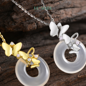 Dây Chuyền Ngọc Bích Ngọc Điệp – Khi cánh bướm đậu lên viên ngọc của thời gian BNDC32