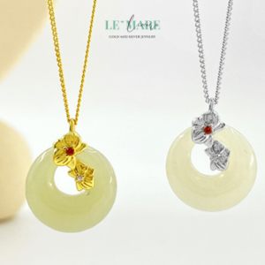 Dây Chuyền Bạc Nữ Ngọc Hoà Điền – Hoa Mai Đón Lộc BNDC53