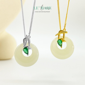 Dây Chuyền Bạc Nữ Ngọc Hoà Điền – Giọt Sương Trên Lá BNDC54