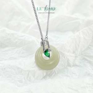 Dây Chuyền Bạc Nữ Ngọc Hoà Điền – Giọt Sương Trên Lá BNDC54 Dây Chuyền Bạc Nữ Ngọc Hoà Điền – Giọt Sương Trên Lá BNDC54 Le'mare Jewelry LMJ