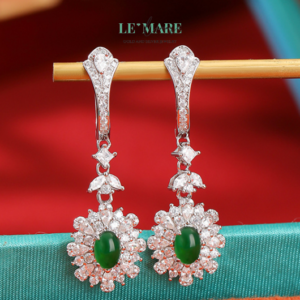 Khuyên tai Ngọc Bích bọc Bạc S999 BNKT01