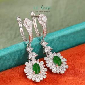 Khuyên tai Ngọc Bích bọc Bạc S999 BNKT01 Khuyên tai Ngọc Bích bọc Bạc S999 BNKT01 Le'mare Jewelry LMJ