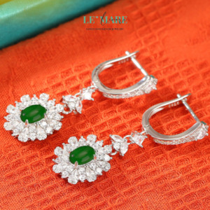Khuyên tai Ngọc Bích bọc Bạc S999 BNKT01 Khuyên tai Ngọc Bích bọc Bạc S999 BNKT01 Le'mare Jewelry LMJ