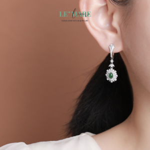 Khuyên tai Ngọc Bích bọc Bạc S999 BNKT01 Khuyên tai Ngọc Bích bọc Bạc S999 BNKT01 Le'mare Jewelry LMJ
