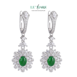 Khuyên tai Ngọc Bích bọc Bạc S999 BNKT01 Khuyên tai Ngọc Bích bọc Bạc S999 BNKT01 Le'mare Jewelry LMJ
