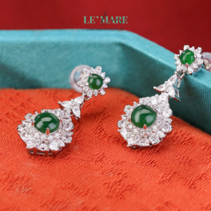 Khuyên tai Ngọc Bích bọc Bạc S999 BNKT02 Khuyên tai Ngọc Bích bọc Bạc S999 BNKT02 Le'mare Jewelry LMJ
