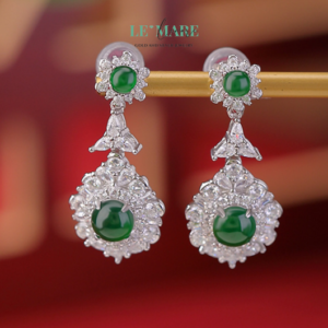 Khuyên tai Ngọc Bích bọc Bạc S999 BNKT02 Khuyên tai Ngọc Bích bọc Bạc S999 BNKT02 Le'mare Jewelry LMJ