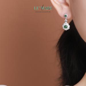 Khuyên tai Ngọc Bích bọc Bạc S999 BNKT02 Khuyên tai Ngọc Bích bọc Bạc S999 BNKT02 Le'mare Jewelry LMJ