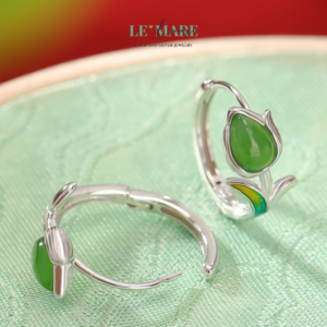 Khuyên tai Ngọc Bích nữ BNKT07 Khuyên tai Ngọc Bích nữ BNKT07 Le'mare Jewelry LMJ