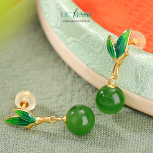 Khuyên tai Ngọc Bích bọc Bạc BNKT10 Khuyên tai Ngọc Bích bọc Bạc BNKT10 Le'mare Jewelry LMJ