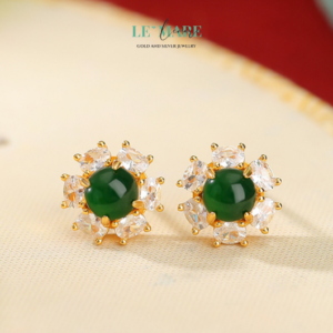 Khuyên tai Ngọc Bích nữ BNKT12 Khuyên tai Ngọc Bích nữ BNKT12 Le'mare Jewelry LMJ