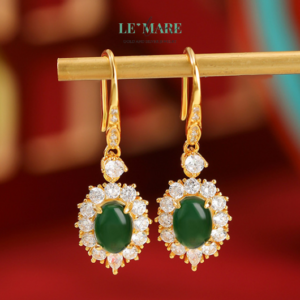 Khuyên tai Ngọc Bích nữ BNKT28 Khuyên tai Ngọc Bích nữ BNKT28 Le'mare Jewelry LMJ