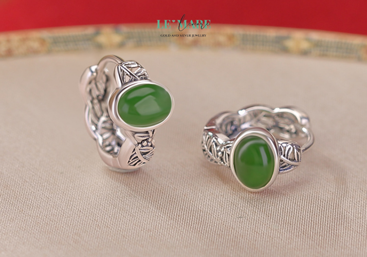 Khuyên tai Ngọc Bích nữ BNKT40 Khuyên tai Ngọc Bích nữ BNKT40 - Ảnh 2