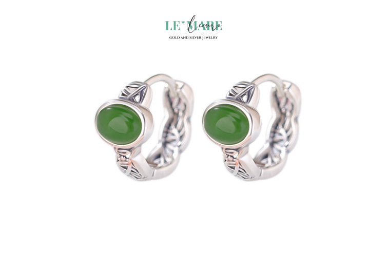 Khuyên tai Ngọc Bích nữ BNKT40 Khuyên tai Ngọc Bích nữ BNKT40 - Ảnh 5