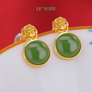 Khuyên tai Ngọc Bích nữ BNKT45 Khuyên tai Ngọc Bích nữ BNKT45 Le'mare Jewelry LMJ