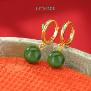 Khuyên tai Ngọc Bích nữ BNKT55 Khuyên tai Ngọc Bích nữ BNKT55 Le'mare Jewelry LMJ