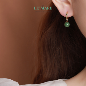 Khuyên tai Ngọc Bích nữ BNKT55 Khuyên tai Ngọc Bích nữ BNKT55 Le'mare Jewelry LMJ