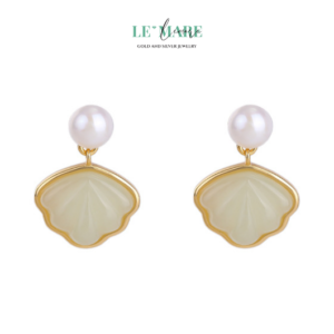 Khuyên tai Ngọc Bích bọc Bạc S999 BNKT68 Khuyên tai Ngọc Bích bọc Bạc S999 BNKT68 Le'mare Jewelry LMJ