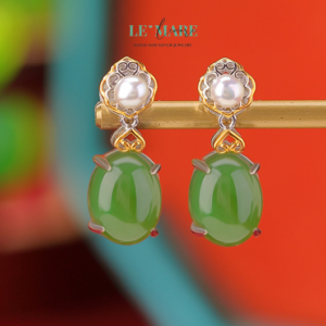 Khuyên tai Ngọc Bích bọc Bạc S999 BNKT72