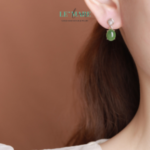 Khuyên tai Ngọc Bích bọc Bạc S999 BNKT72 Khuyên tai Ngọc Bích bọc Bạc S999 BNKT72 Le'mare Jewelry LMJ