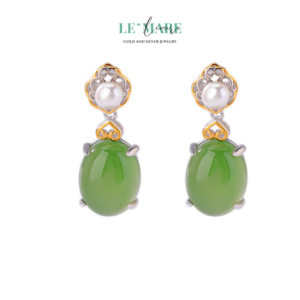 Khuyên tai Ngọc Bích bọc Bạc S999 BNKT72 Khuyên tai Ngọc Bích bọc Bạc S999 BNKT72 Le'mare Jewelry LMJ