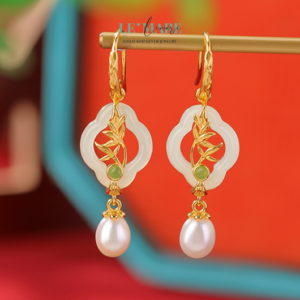 Khuyên tai Ngọc Bích bọc Bạc S999 BNKT73