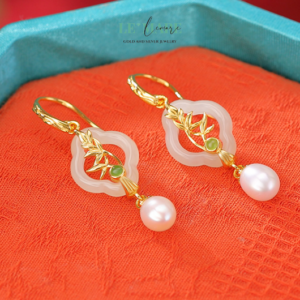 Alternative view of Khuyên tai Ngọc Bích bọc Bạc S999 BNKT73