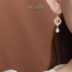 Khuyên tai Ngọc Bích bọc Bạc S999 BNKT73 Khuyên tai Ngọc Bích bọc Bạc S999 BNKT73 Le'mare Jewelry LMJ