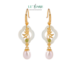 Khuyên tai Ngọc Bích bọc Bạc S999 BNKT73 Khuyên tai Ngọc Bích bọc Bạc S999 BNKT73 Le'mare Jewelry LMJ