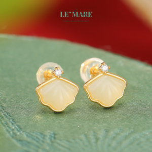 Khuyên tai Ngọc Bích bọc Bạc BNKT75 Khuyên tai Ngọc Bích bọc Bạc BNKT75 Le'mare Jewelry LMJ