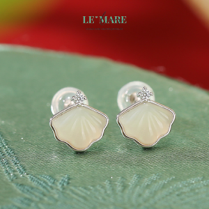 Khuyên tai Ngọc Bích bọc Bạc BNKT75 Khuyên tai Ngọc Bích bọc Bạc BNKT75 Le'mare Jewelry LMJ
