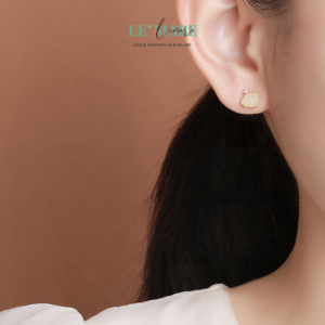 Khuyên tai Ngọc Bích bọc Bạc BNKT75 Khuyên tai Ngọc Bích bọc Bạc BNKT75 Le'mare Jewelry LMJ