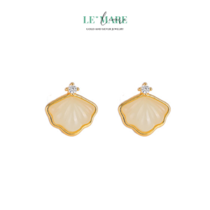 Khuyên tai Ngọc Bích bọc Bạc BNKT75 Khuyên tai Ngọc Bích bọc Bạc BNKT75 Le'mare Jewelry LMJ