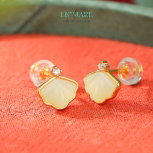 Khuyên tai Ngọc Bích bọc Bạc BNKT75 Khuyên tai Ngọc Bích bọc Bạc BNKT75 Le'mare Jewelry LMJ