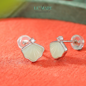 Khuyên tai Ngọc Bích bọc Bạc BNKT75 Khuyên tai Ngọc Bích bọc Bạc BNKT75 Le'mare Jewelry LMJ