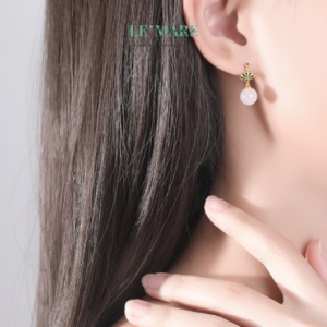 Khuyên tai Ngọc Bích nữ BNKT80 Khuyên tai Ngọc Bích nữ BNKT80 Le'mare Jewelry LMJ