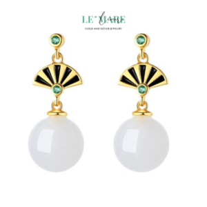 Khuyên tai Ngọc Bích nữ BNKT80 Khuyên tai Ngọc Bích nữ BNKT80 Le'mare Jewelry LMJ