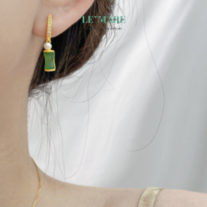 Khuyên tai Ngọc Bích Bạc nữ BNKT81 Khuyên tai Ngọc Bích Bạc nữ BNKT81 Le'mare Jewelry LMJ