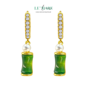 Khuyên tai Ngọc Bích Bạc nữ BNKT81 Khuyên tai Ngọc Bích Bạc nữ BNKT81 Le'mare Jewelry LMJ
