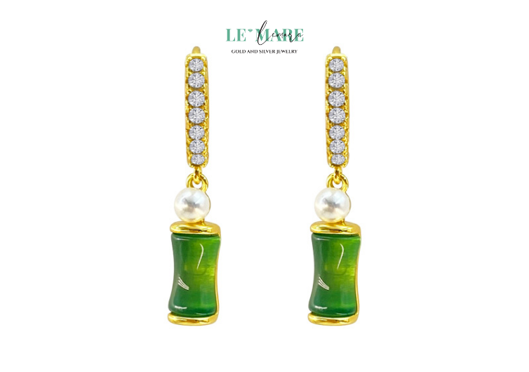 Khuyên tai Ngọc Bích Bạc nữ BNKT81 Khuyên tai Ngọc Bích Bạc nữ BNKT81 - Ảnh 5