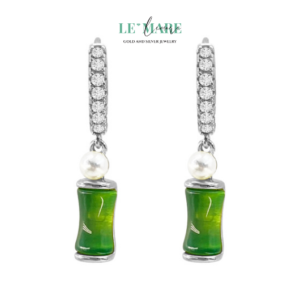Khuyên tai Ngọc Bích Bạc nữ BNKT81 Khuyên tai Ngọc Bích Bạc nữ BNKT81 Le'mare Jewelry LMJ