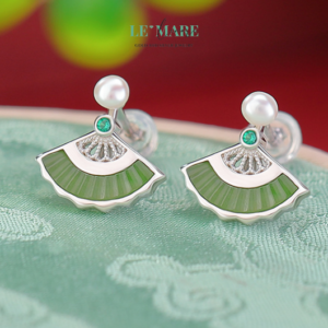 Khuyên tai Ngọc Bích Bạc nữ BNKT83 Khuyên tai Ngọc Bích Bạc nữ BNKT83 Le'mare Jewelry LMJ
