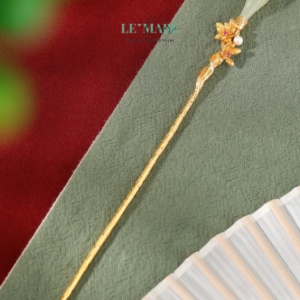 Trâm cài tóc ngọc bích Hoàng Diệp – Đóa hoa vàng rực rỡ trên mái tóc người thương BNTC03