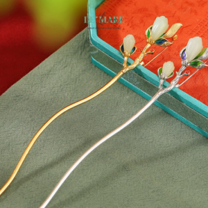 Trâm cài tóc ngọc bích Khai Hoa – Vẻ Đẹp Thanh Tân Nở Rộ Từ Một Cành Trâm BNTC05