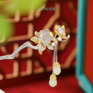 Trâm Cài Tóc Ngọc Bích Mai Vàng Đón Phú Quý BNTC07