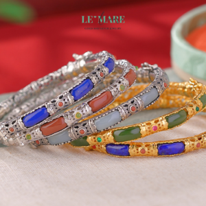 Vòng tay ngọc bích bọc bạc BNVT11