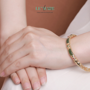 Vòng tay ngọc bích bọc bạc BNVT11 Vòng tay ngọc bích bọc bạc BNVT11 Le'mare Jewelry LMJ